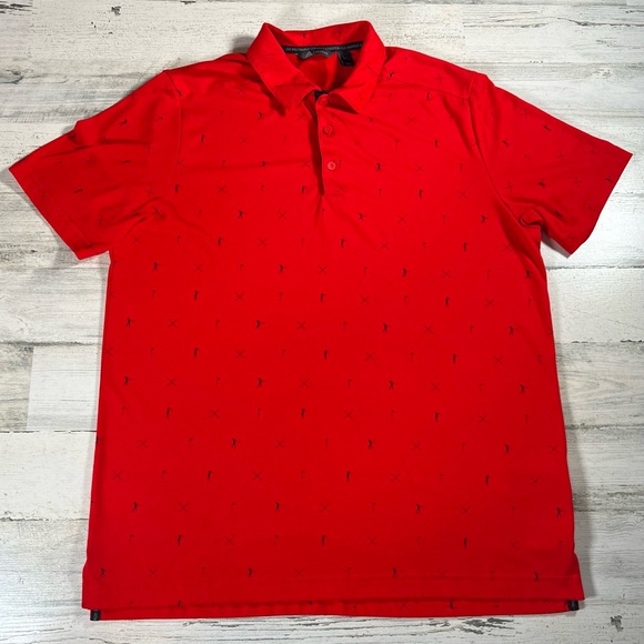Adidas Men’s Adicross Golf Polo Shirt Red/Black Crossed Clubs Size Large FI6505 - Picture 1 of 8